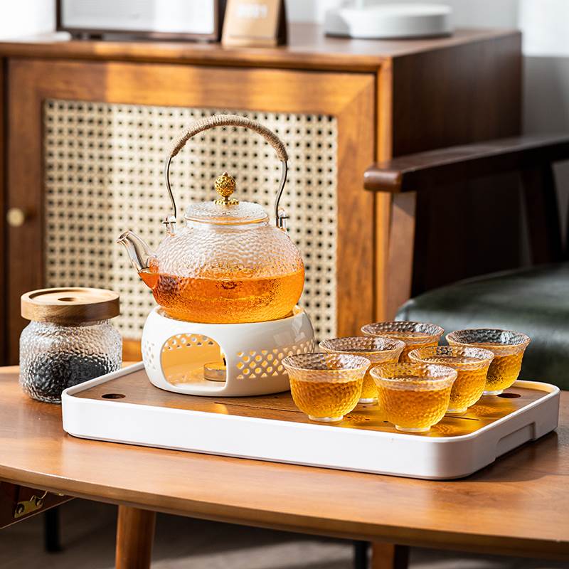 Afternoon tea tea set health flower teapot candle tea candlestick can be heated hotel flowers and fruits teapot