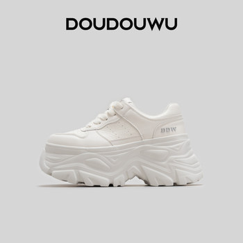 Doudouwu thick-soled dad shoes for women, white shoes for women