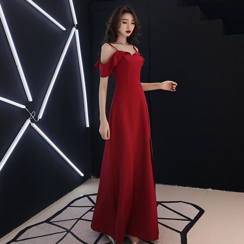 Toast dress bride wine red 2021 spring new wedding dress skirt engagement atmosphere can usually be worn thin women