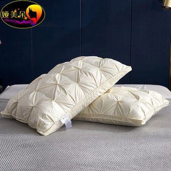 White Goose down Cotton Pillow Core, Hotel Pure Cotton Pillow, Double Cervical Spine Protection, Student Dormitory Single Pillow, Buy One Pair for Two