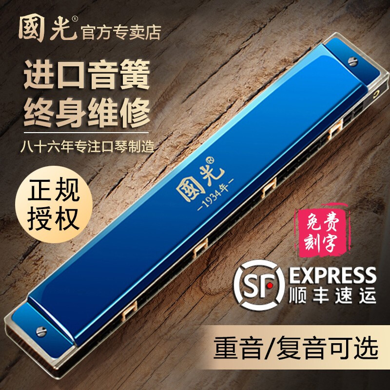 Guoguang harmonica professional performance grade 28-hole accent German imported reed 24-hole polyphonic C tone beginner beginners