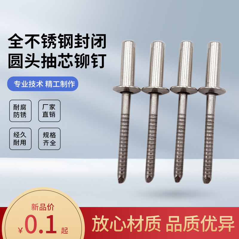 Full stainless steel closed round head HEAD PUMP CORE RIVET 3 2 4 GB12615QBF1 WATERPROOF PULL RIVET RIVETS
