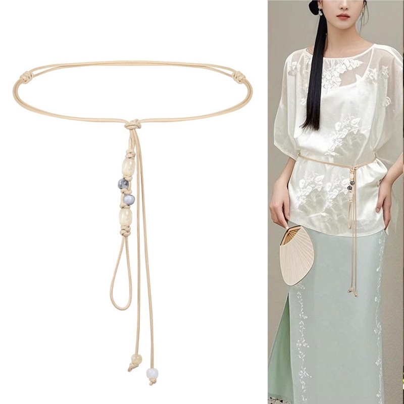 New Chinese-Style Hand-Woven Belt for Women, Decorative Accessory for Dresses, Bohemian Waist Chain, High-End and Versatile New Chinese-Style Hand-Woven Belt for Women, Decorative Accessory for Dresses, Bohemian Waist Chain, High-End and Versatile