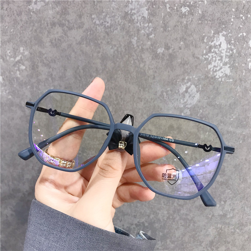Personality gray polygonal myopia glasses frame women can be equipped with lenses with a degree Korean tide net red round face male eye frame