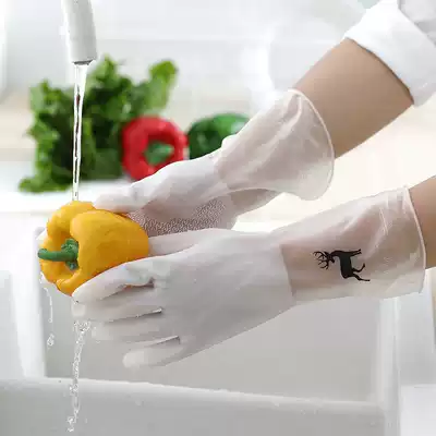 Washing dishes gloves for women's rubber kitchen washing chores for household cleaning and durable thin patch waterproof laundry gloves