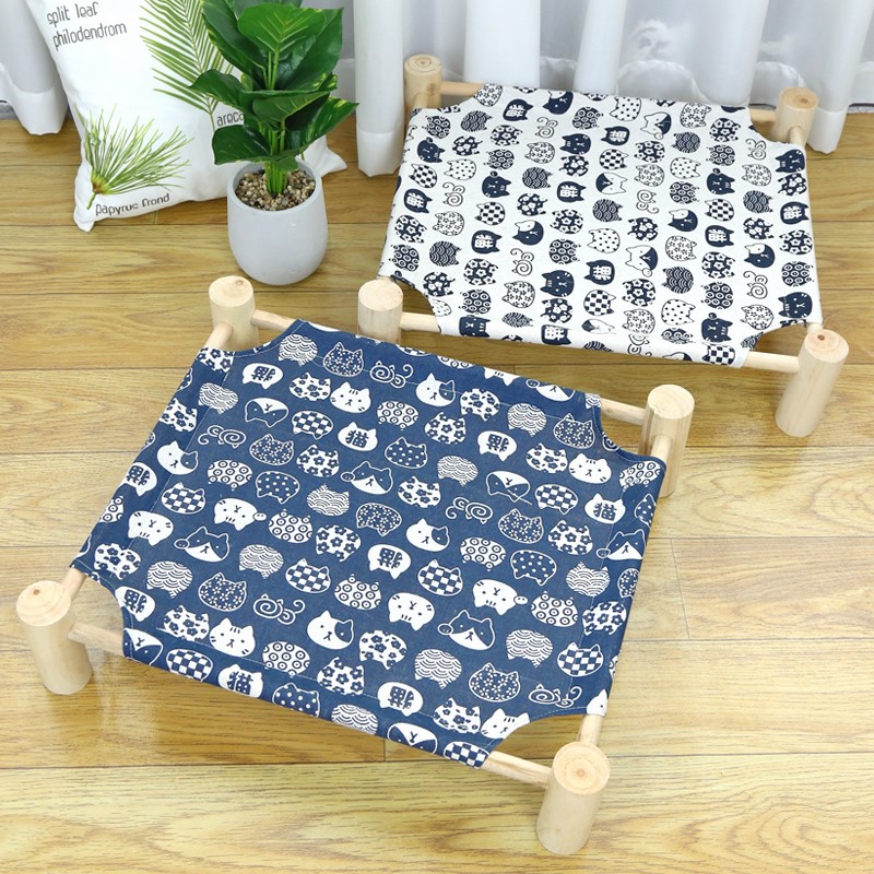 Summer Net Red pet marching bed wooden cat nest moisture-proof breathable Four Seasons universal foldable removable and washable cat's nest