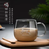 Утолщенная теплостойкая стеклянная чашка для домашнего мастерского молока замороженная чашка для завтрака с ложкой с горстью прозрачного чая с водой.