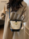 Chasel&Karin Simple Retro Bucket Bag for Women 2026 New Versatile Color-Blocking Handbag Fashionable Crossbody Bag
