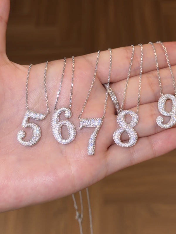 Lucky Number Necklace S925 Silver Gold-Plated Non-Fading European and American Style Lucky Numbers Lucky Number Necklace S925 Silver Gold-Plated Non-Fading European and American Style Lucky Numbers