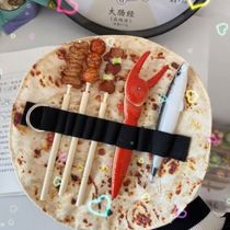 3D Strange Pancake Pen Case Canvas Shaobing Lobster Pen Kebab Pen Salted Fish Pen Portable Cartoon Stationery Set