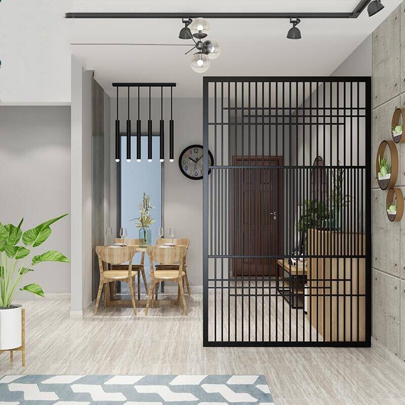 Nordic screen partition wall dining room minimal modern iron metal stainless steel entered the sea light luxury decoration