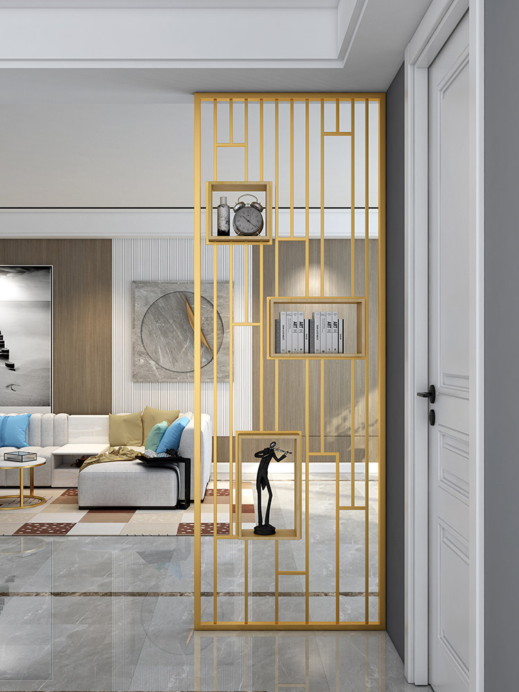 Light luxury dining living room screen partition Net Red Modern Nordic home entrance Wrought iron decoration Metal brake hollow