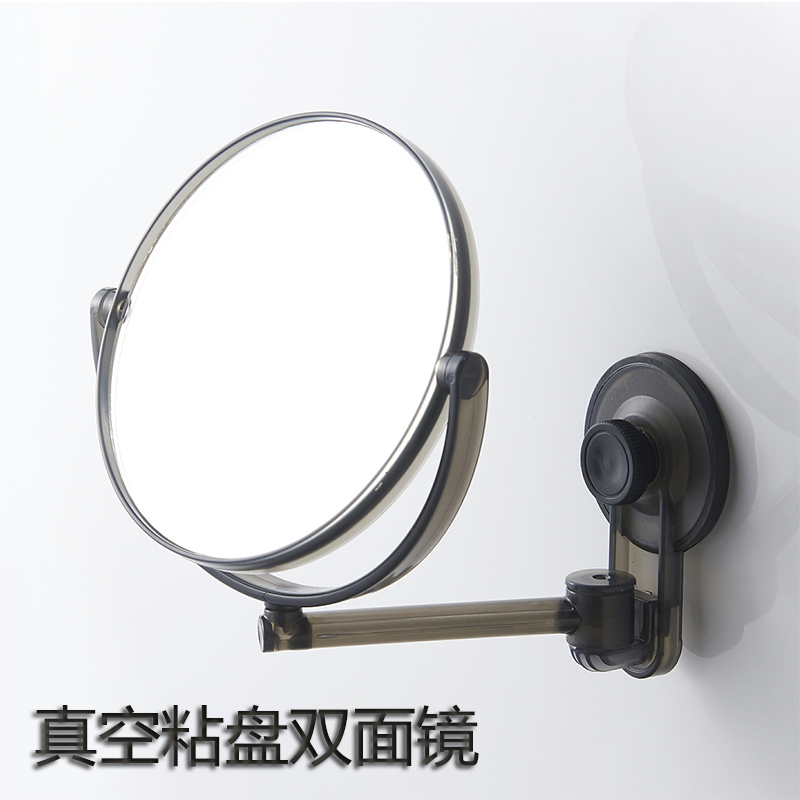 Double-sided mirror makeup beauty mirror folding rotating magnifying glass 1:3 non-marking sticker free punching wall hanging bathroom mirror Fan plastic