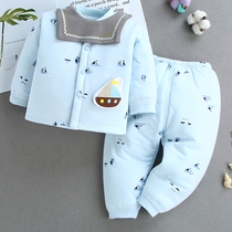 Newborn baby clothes Autumn and winter full moon boy female baby princess super western style split suit cotton jacket