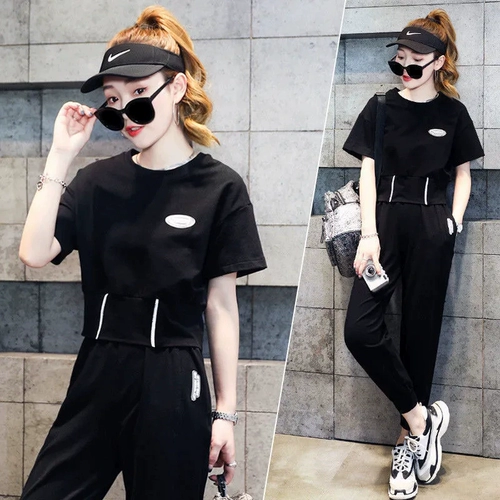 Модный спортивный костюм для отдыха, комплект, подходит для подростков, городской стиль, свободный крой, в западном стиле, короткий рукав