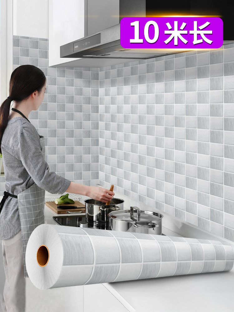 Thickened waterproof high temperature resistant tile sticker paper Kitchen anti-oil overall cabinet countertop furniture renovation wallpaper Self-adhesive wallpaper