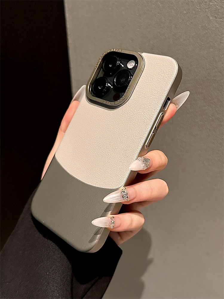 【Visoka kvaliteta】 Kožna titan siva telefonska maska iphone15 Novi iPhone 15Promax Premium 13 kompleta 14 Anti-Drop 12 Silikonska_voghion.com