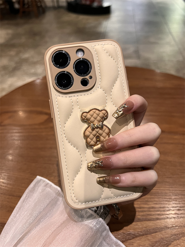 Mælkekaffefarvet læderdunjakke, brun gitterbamse, 15 telefoncover, 14 nye iPhone 15, Promax high-end_voghion.com