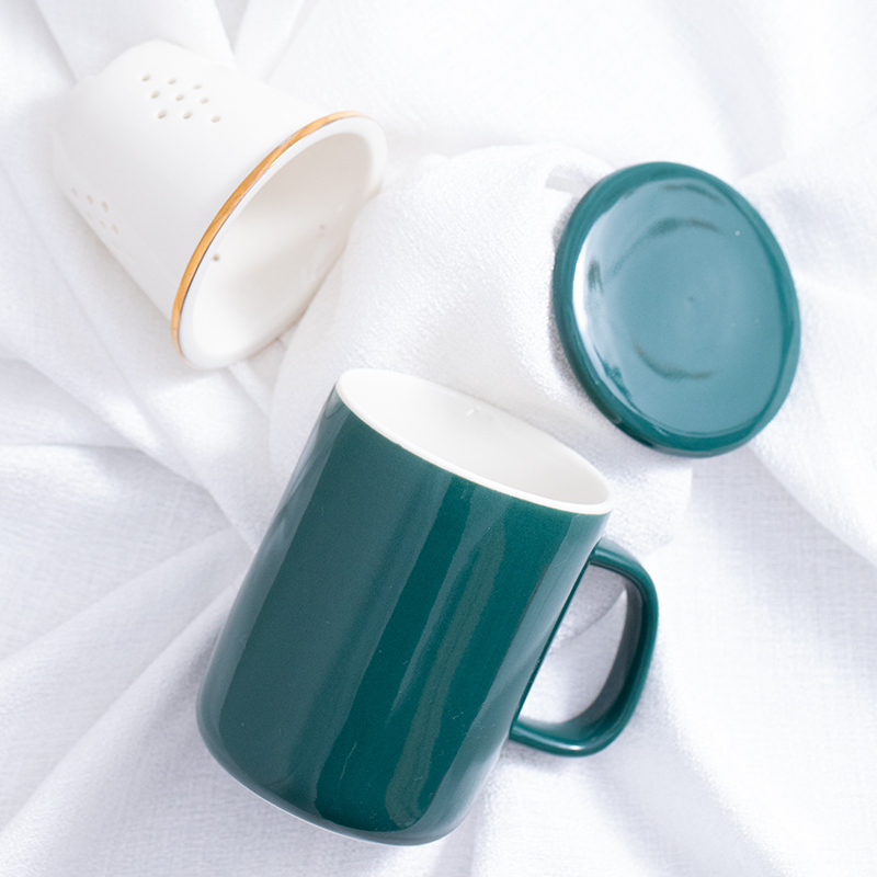 Creative Ceramics Filter Tea Cup Lettering Tea Water Separation Office Cups Home Mark Cups Lovers Cups Customised