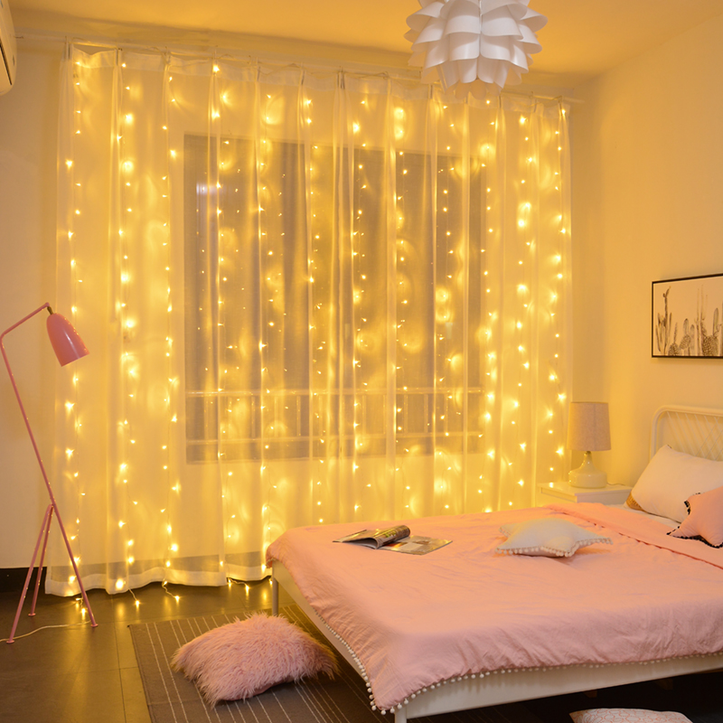 Waterfall Curtains Light Girl Hearts Nets Red Bedrooms Decoration Rooms Arrange Colorful Lights Flashing Lights Full of Star Ambience Lights-Taobao