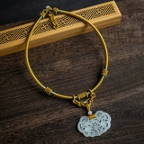 Подвеска из нефрита ручной работы, ретро чокер, ханьфу, аксессуар, ожерелье, ремешок, цепочка до ключиц, китайский стиль