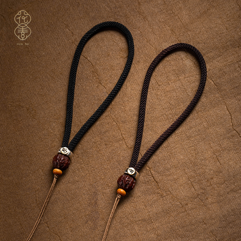 High-End Hand-Held Accessory with a Pure Silver Tibetan-Style Rope, Pixiu Jade Bracelet, Braided Rope Semi-Finished Product, Men's Hanging Rope