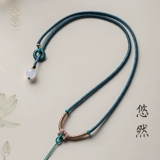 Золотая изумрудная подвеска из нефрита, высококлассное ожерелье из шнура, простой и элегантный дизайн