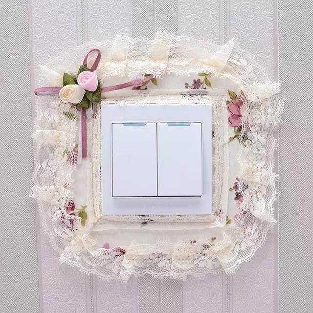 Removable minimalist lace switch sleeve lamp holder Cubist dress lace trim frame plug wall stickers double