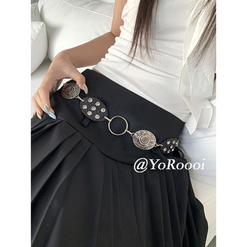 Retro niche ethnic style disc splicing waist chain