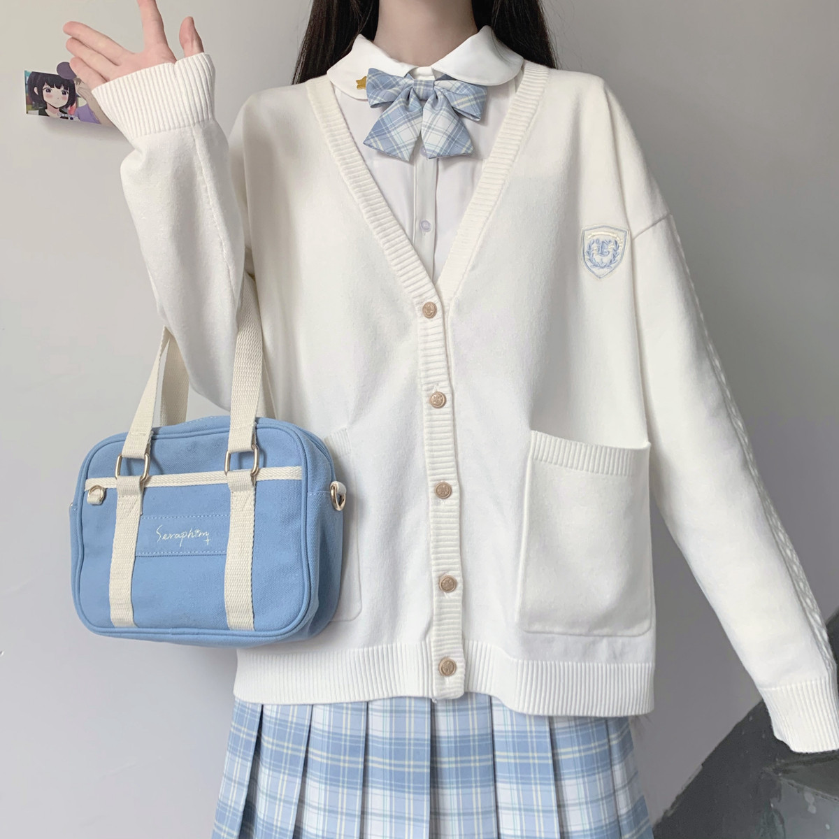 Yan Mu Creek Ears Sound College Original Jk Uniform Cardigan Sweater School For Sensical Flowers Stitch Sweatshirt Autumn New