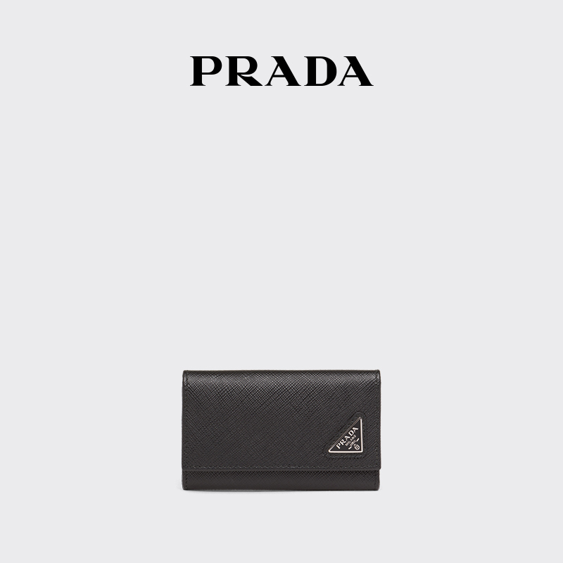 Prada Men's Saffiano Cow Leather Logo Key Case Prada Men's Saffiano Cow Leather Logo Key Case
