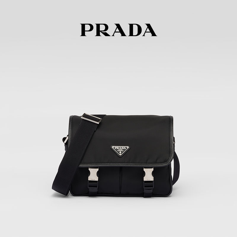 Prada Men's Re-Nylon and Saffiano Leather Shoulder Bag Prada Men's Re-Nylon and Saffiano Leather Shoulder Bag