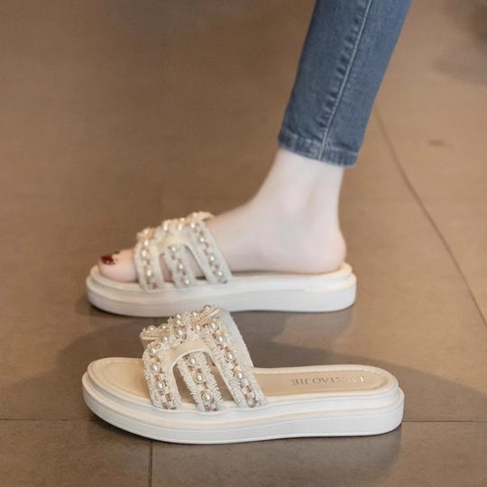 绝美平底拖鞋女夏外穿配裙子2025新款海边度假沙滩休闲一字凉拖鞋