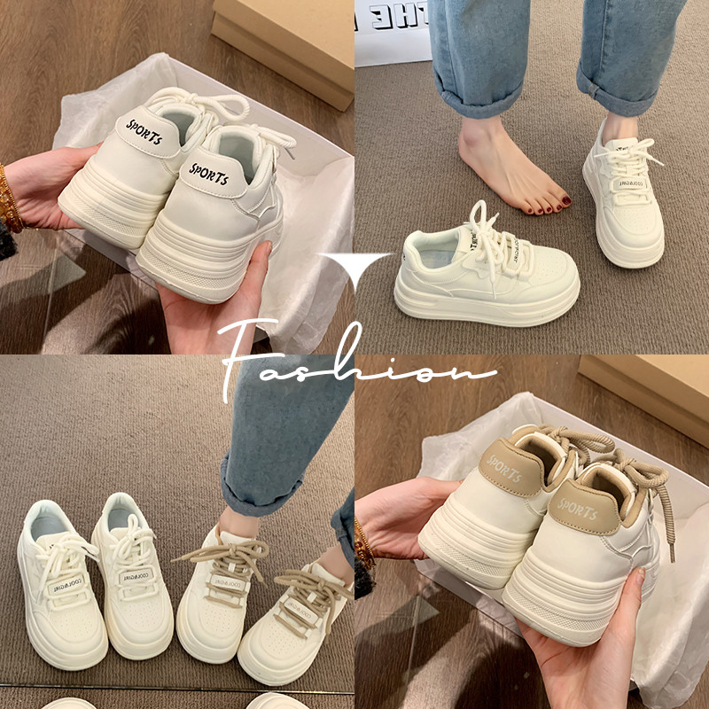爆款厚底小白女鞋女款2025春季新款洋派百搭休闲板鞋春款白鞋松糕