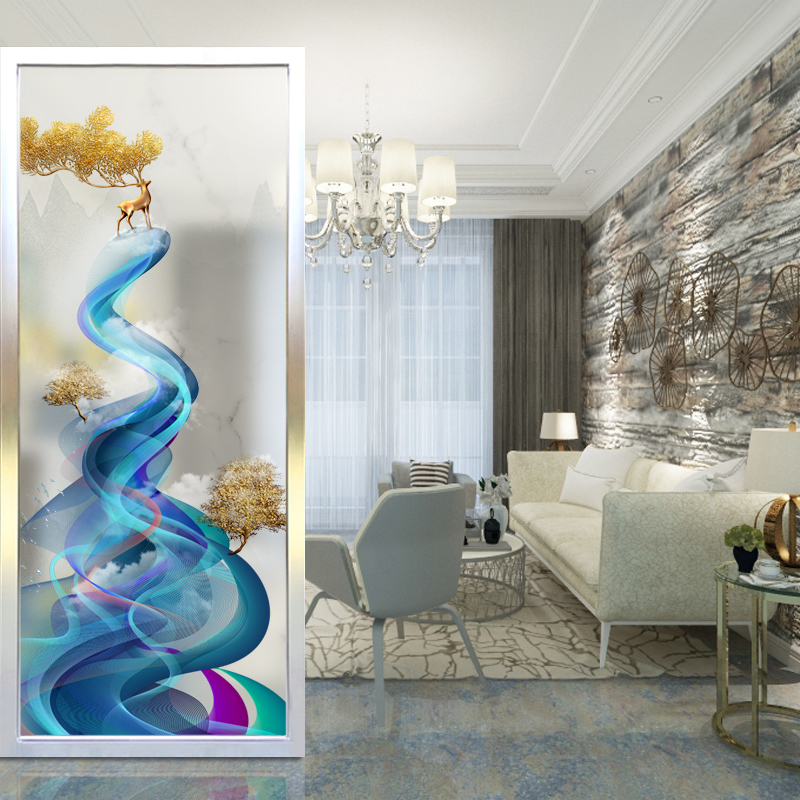 Simple modern art glass partition wall screen home decoration living room entrance transparent frosted custom tempered process
