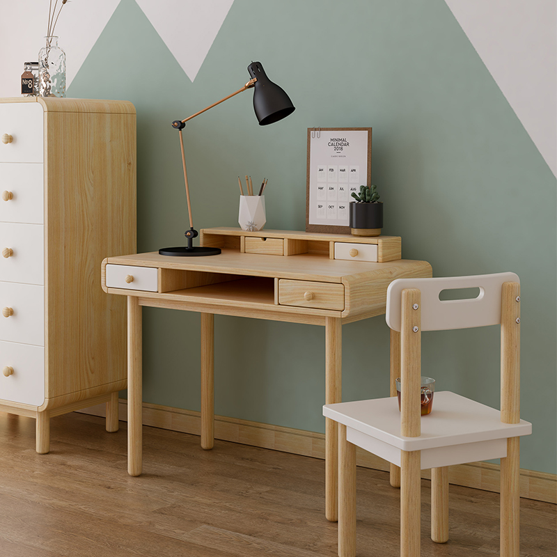 Solid wood children desk multifunction home student desk children's room minimalist painting and calligraphy table) little ghost when home
