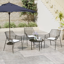 Outdoor patio table and chair balcony wrought iron mesh lounge chair coffee table modern minimalist leisure outdoor open-air table and chair combination