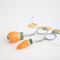New lovely creative artisanal ceramic Pineapple Carrot Car Keyring Bag Pendant Couple Gift Trinkets 12