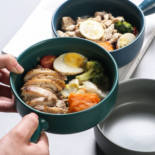 Керамическая мгновенная лапша миска фруктовая салат миска дома творческая ручка для завтрака, персонализированное овощное блюдо, запеченная рисовая миска одиночка