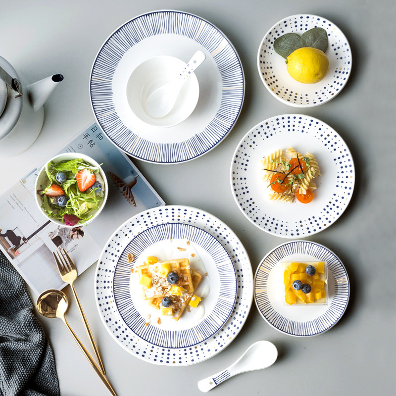 Steak plate western food pasta home creative ceramic Japanese flat plate shallow plate 6 inch 10 inch pasta plate