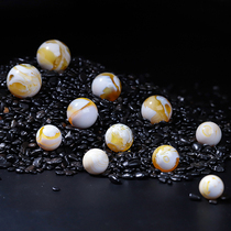 High-quality Russian gold pewter cave demon flower single beads natural raw stone amber beeswax bracelet chicken oil yellow round beads jujube beads