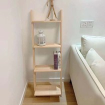Shelf-floor ins wind Nordic modern simplicity leaning against wall trapezoidal shelve solid wood bookshelves Multi-level stepped