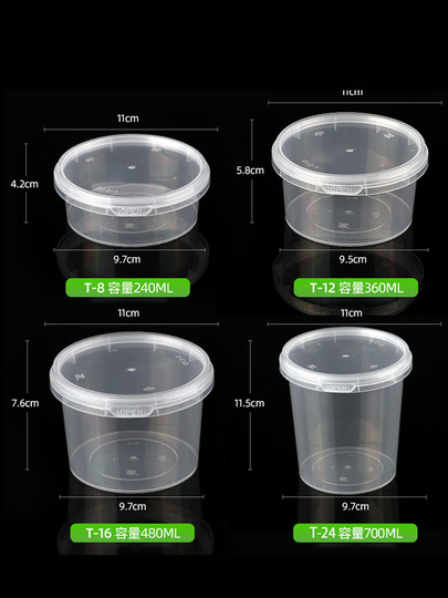 Saizhuo Disposable Soup Bowl with Lid, Takeaway Packaging Box, Trendy Round Transparent Bowl, Food Plastic Lunch Box, Snack Box