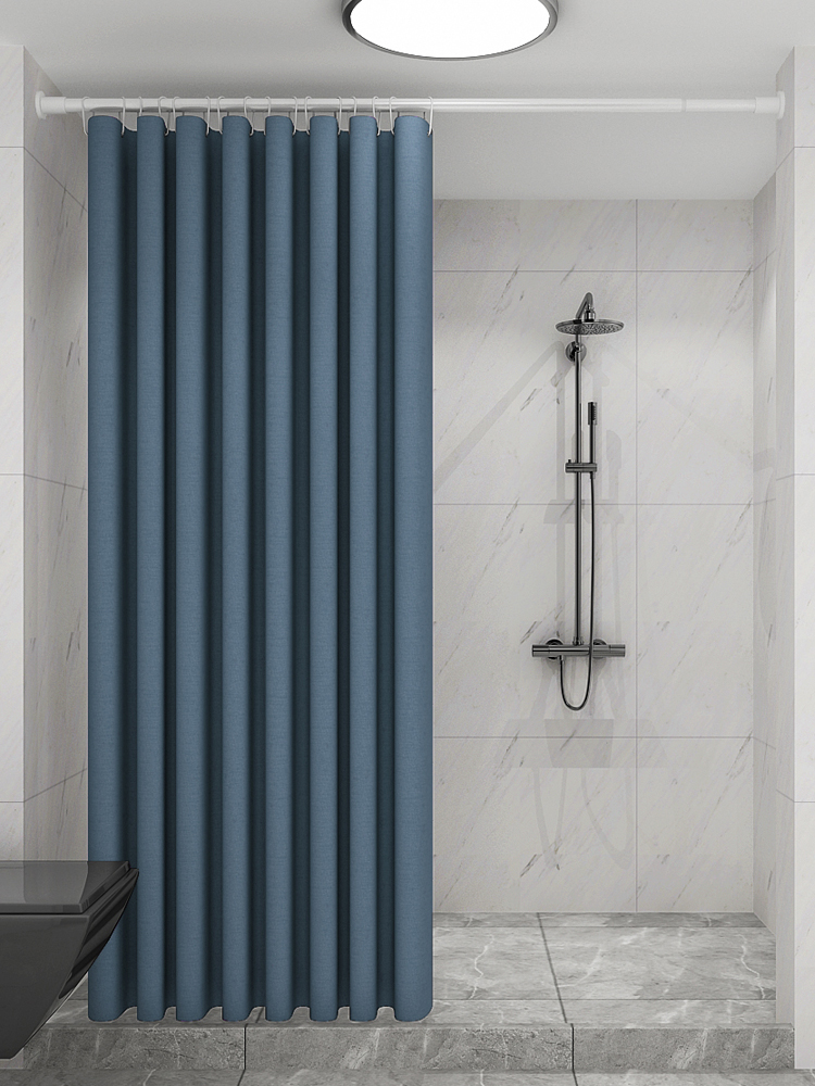 Thickened powder room shower curtain mildew hanging curtain Bathroom waterproof cloth Polyester fiber cloth shower curtain set free perforated partition window