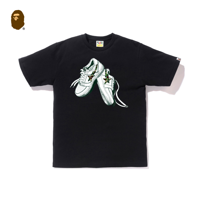 Black BKMBAPE men's wear Spring and summer shoes pattern letter printing trend leisure time Short sleeve T-shirt 120110E