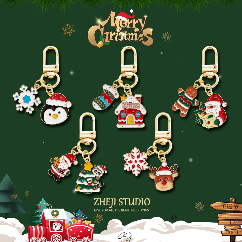 Cute Christmas Series Keychains, Creative Santa Claus and Snowman Bag Charms, Cartoon-Style Small Gifts Cute Christmas Series Keychains, Creative Santa Claus and Snowman Bag Charms, Cartoon-Style Small Gifts