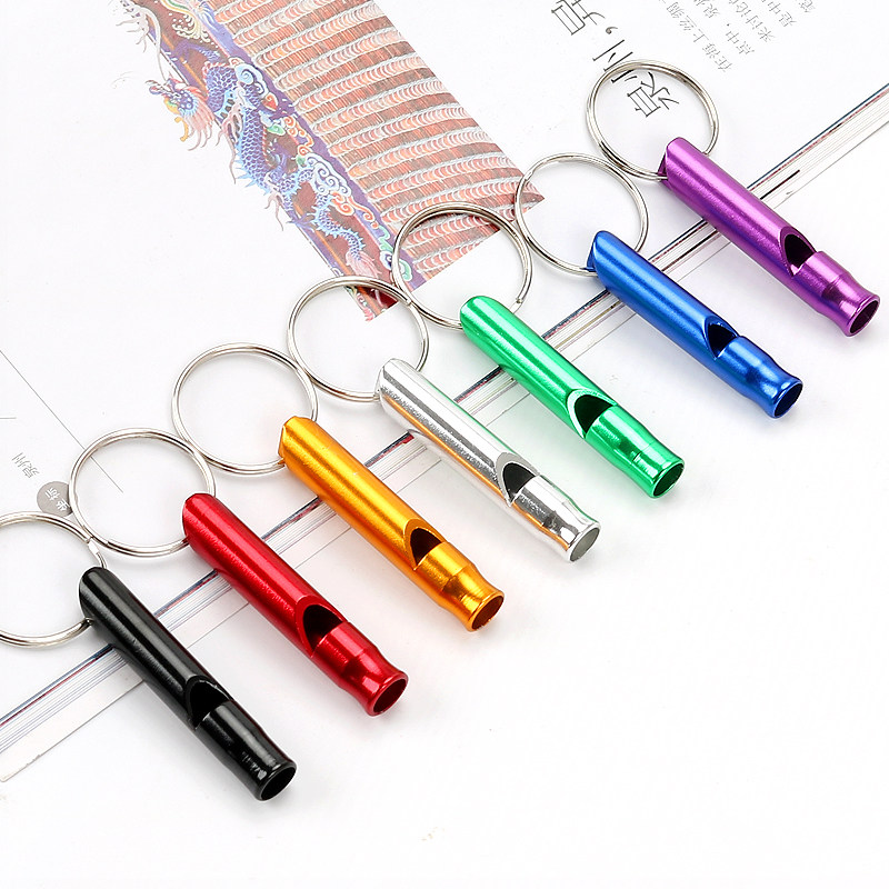 Outdoor survival whistle training whistle aluminum alloy children's life-saving whistle keychain emergency referee training high frequency