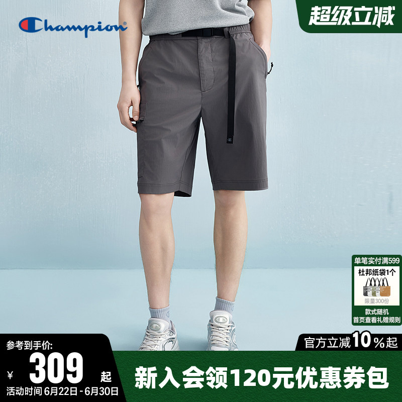 Champion Men's Shorts Summer Outdoor Camping Style Casual Pants Straight-Leg Buckle Workwear Sports Pants Trendy