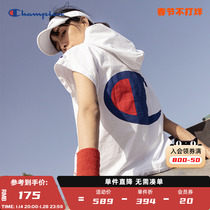Champion champion t-shirt official spring and summer running T-shirt sports casual sleeveless hooded loose T-shirt female