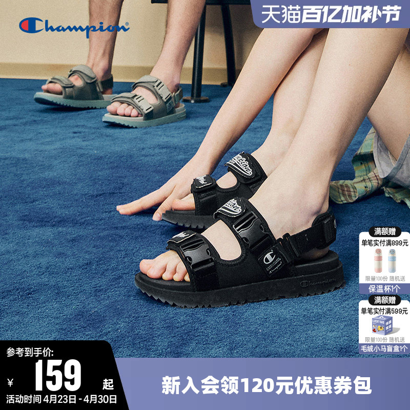 Champion Sandals Women's Beach Sports Shoes Men's Summer Thick-Soled Couple Fashion Velcro Sandals Fashion